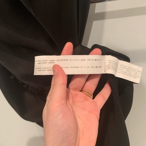 Zara black cowl slip dress with a slit on the side and bottom detail size s. - Picture 4 of 5